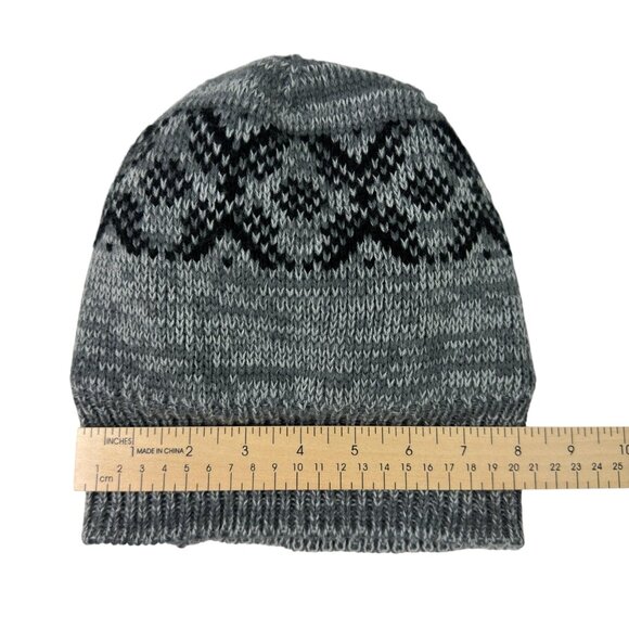 Kids Gray Knit Beanie Fleece Lined Winter Hat - Picture 8 of 8